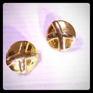 Vintage Gold Tone Round Clip on Earrings